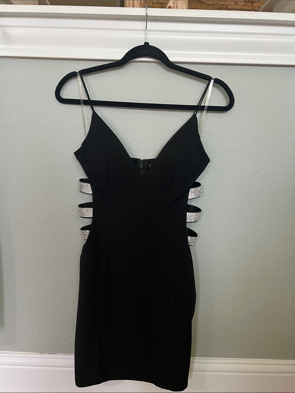 Windsor Black Mini Dress with Silver Side Straps